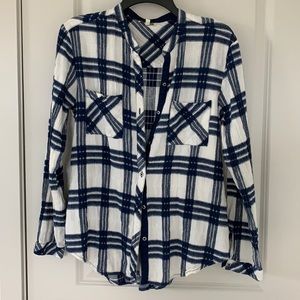 RAG POETS NAVY/CREAM TOP